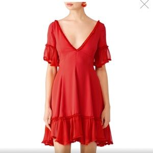 CINQ À SEPT “Dianne” Silk Mini Dress in Red